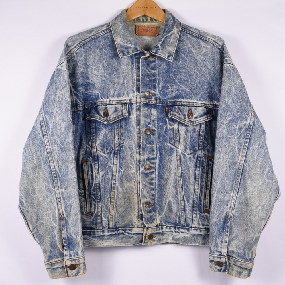 Vintage Levi’s Acid Wash Denim Trucker Jacket Made in USA L